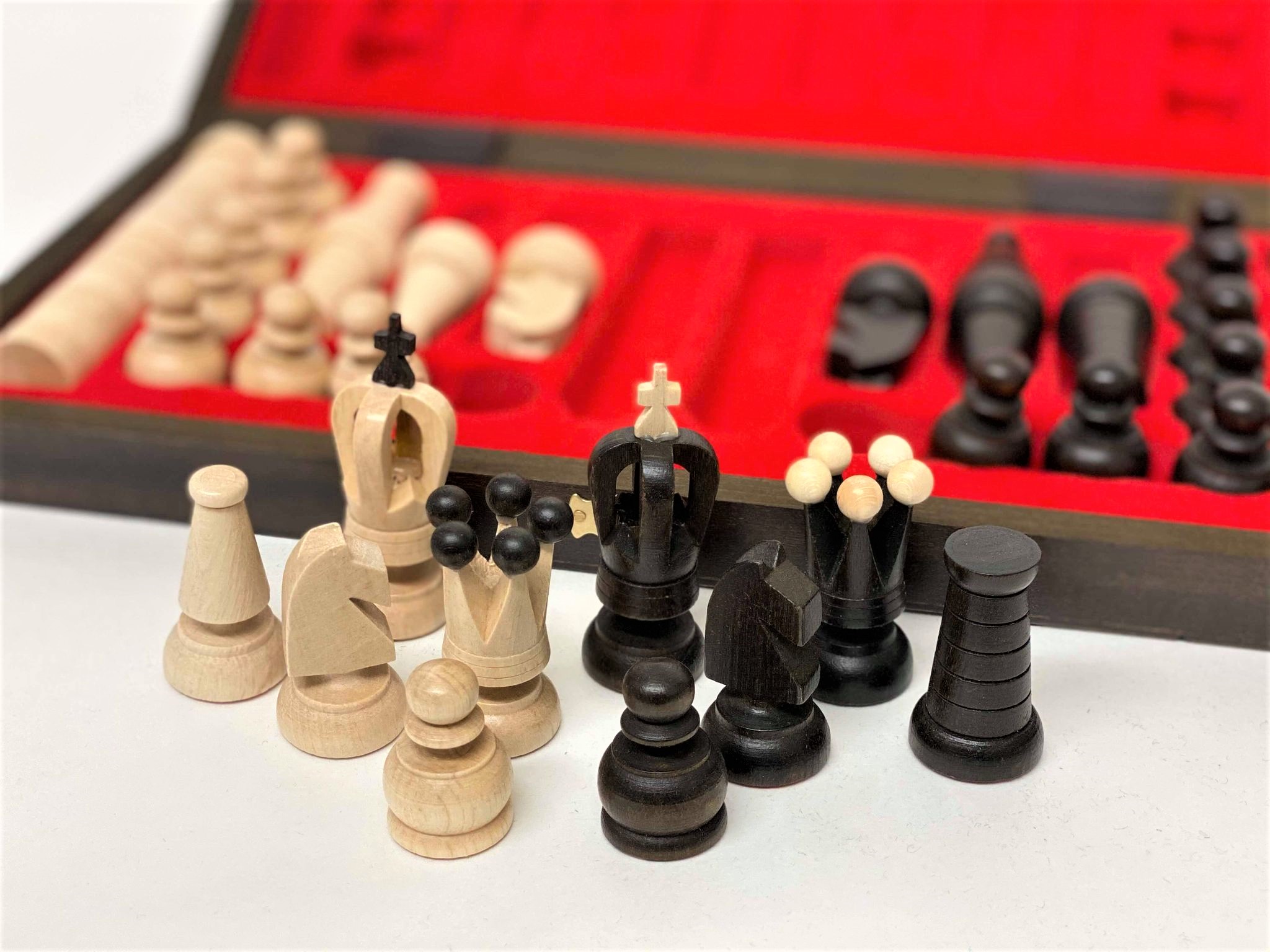 Wooden Chess and Draughts/Checkers Set 35 x 35 Hand Made Woodeeworld 