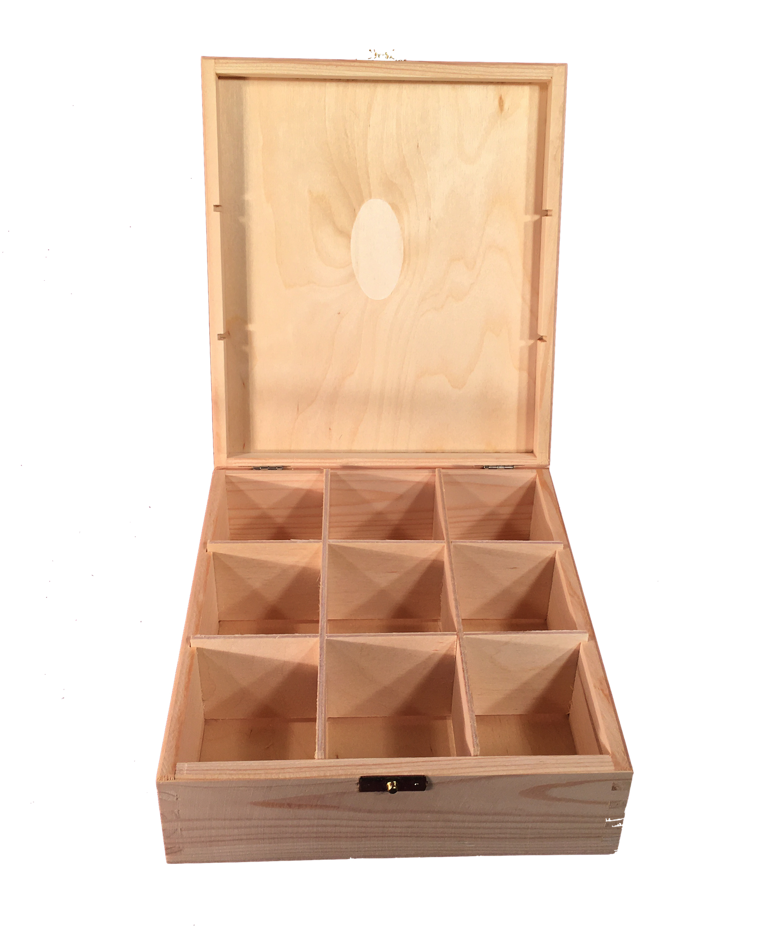 Tea Box Container 6 Compartments Natural Wood Woodeeworld 